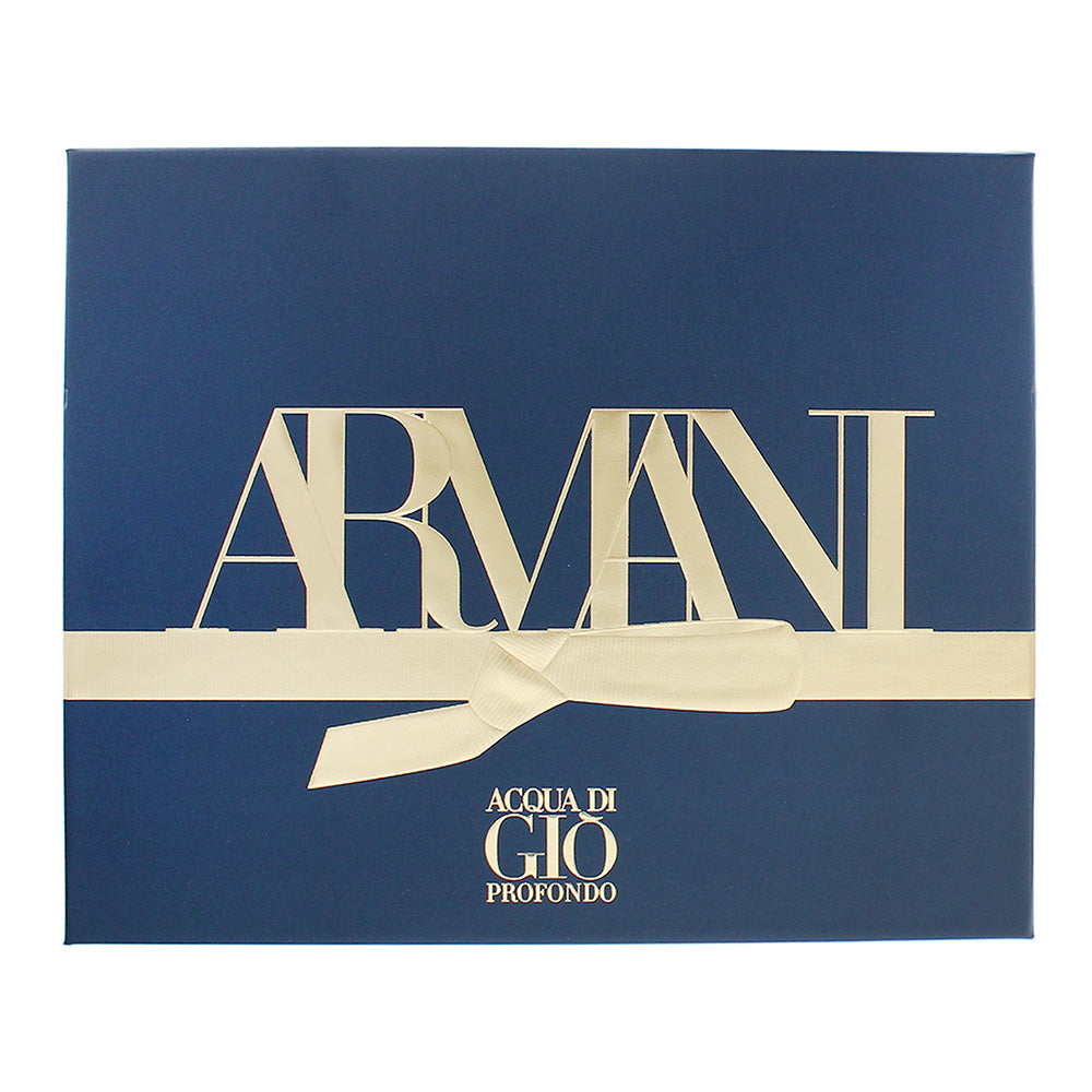 Giorgio Armani Acqua Di Gio Profondo 3 Piece Gift Set: Eau de Parfum 75ml - Aftershave Balm 75ml - Shower Gel 75ml - Box