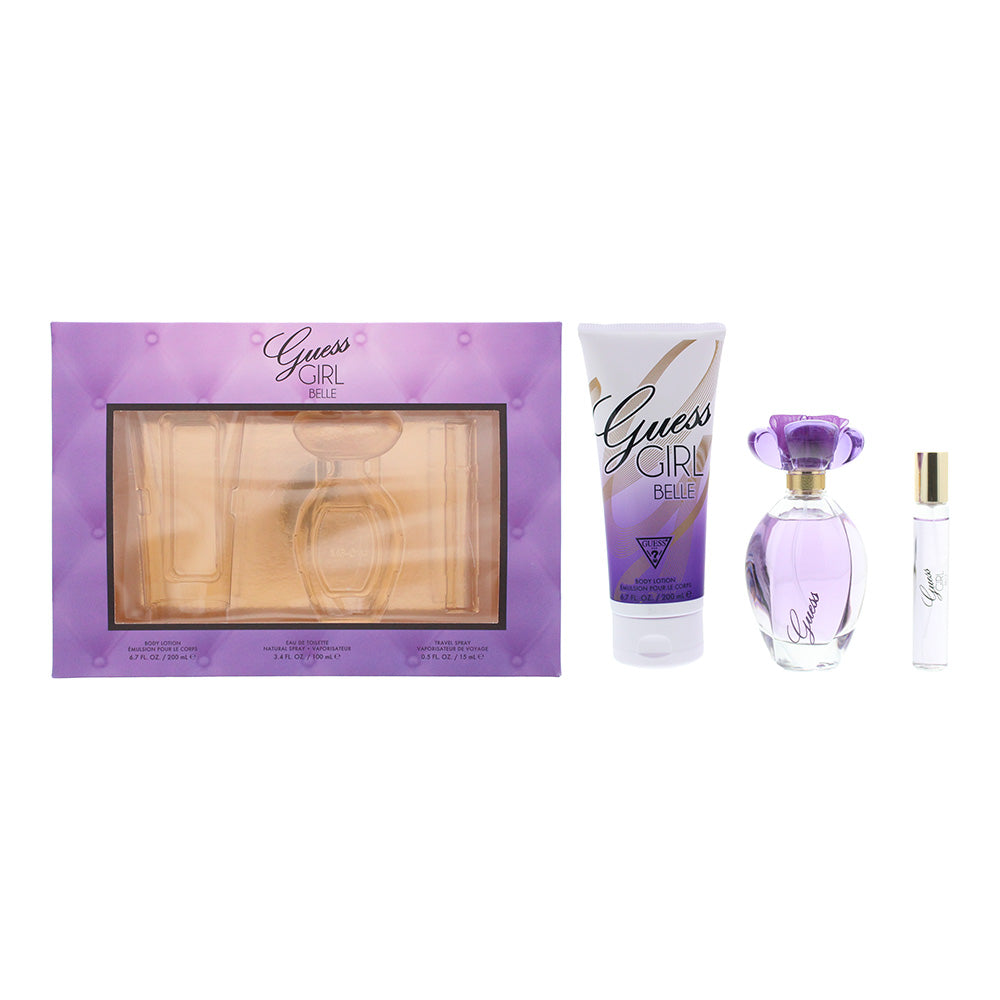 Guess Girl Belle Eau de Toilette 3 Piece Gift Set: Eau de Toilette 100ml - Body Lotion 200ml - Eau de Toilette 15ml