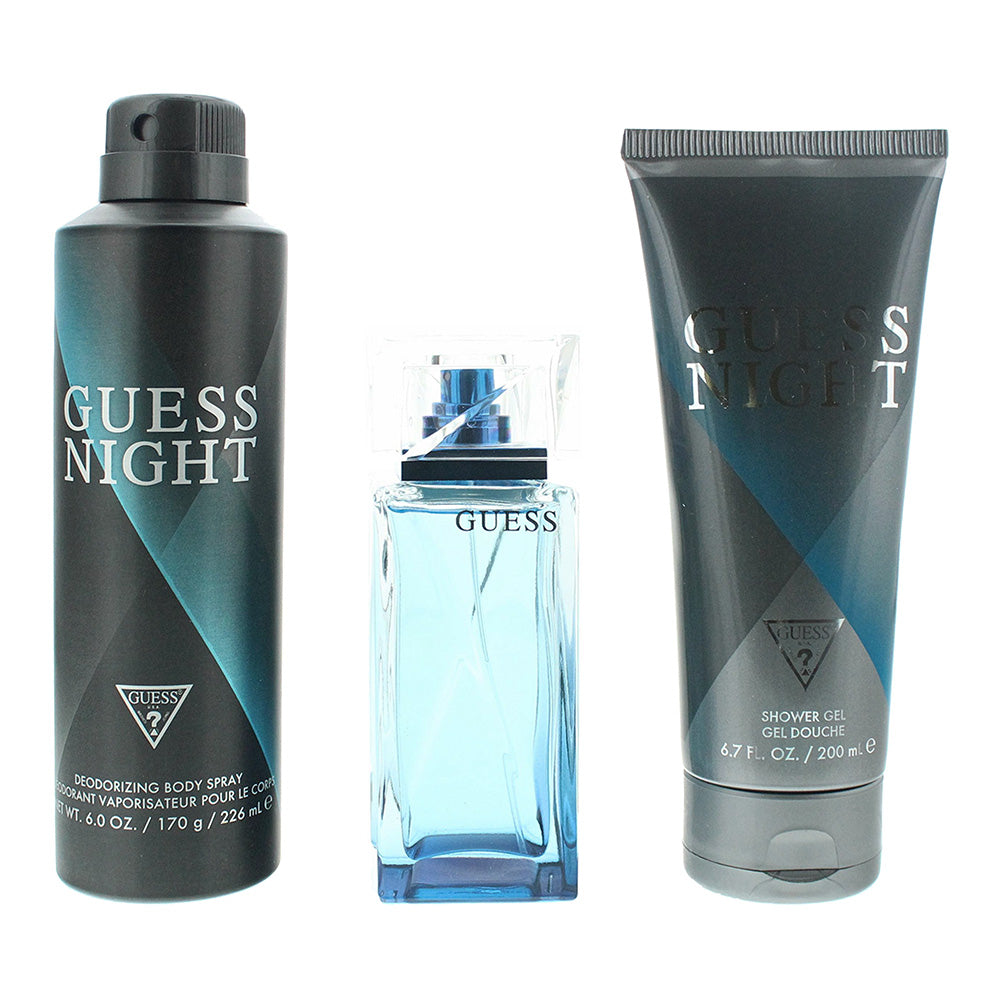Guess Night Eau de Toilette 3 Piece Gift Set: Eau de Toilette 100ml - Deodorant Spray 226ml - Shower Gel 200ml - Product