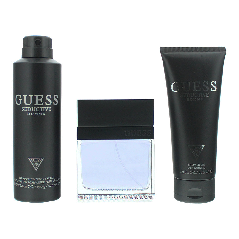 Guess Seductive Homme Eau de Toilette 3 Piece Gift Set: Eau de Toilette 100ml - Deodorant Spray 226ml - Shower Gel 200ml - Product