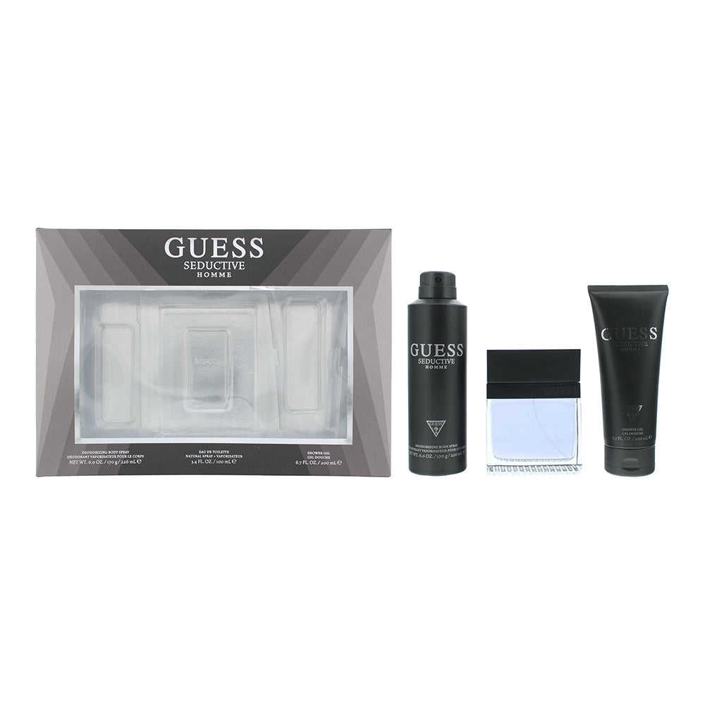 Guess Seductive Homme Eau de Toilette 3 Piece Gift Set: Eau de Toilette 100ml - Deodorant Spray 226ml - Shower Gel 200ml