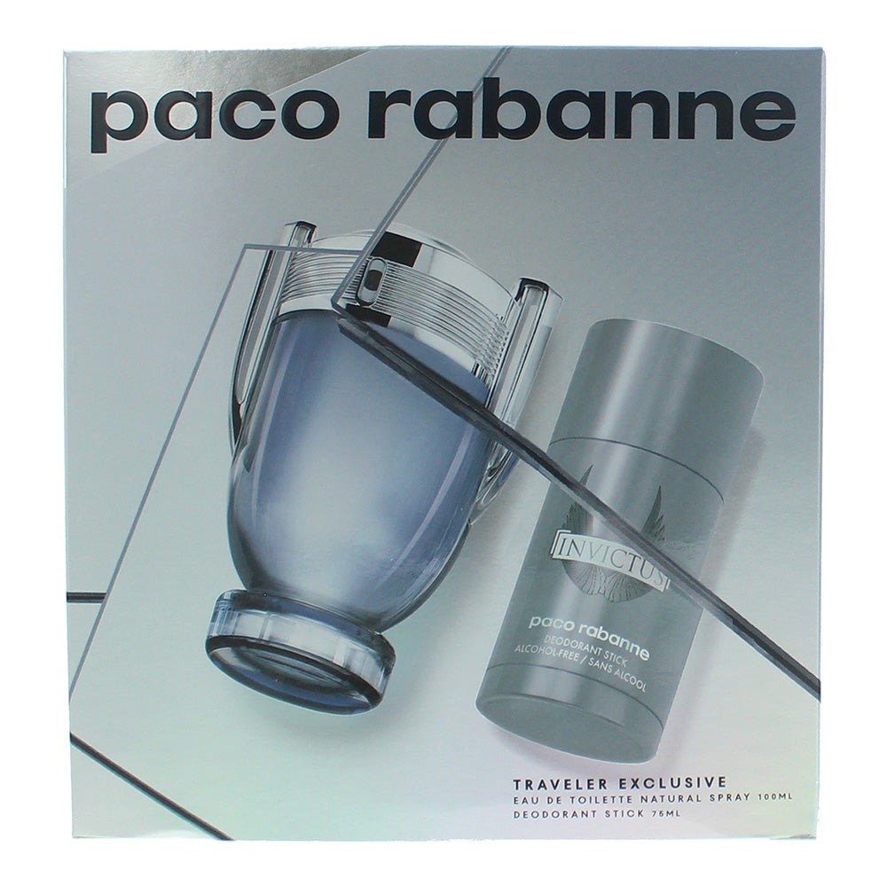 Paco Rabanne Invictus 2 Piece Gift Set: Eau de Toilette 100ml - Deodorant Stick  - Box
