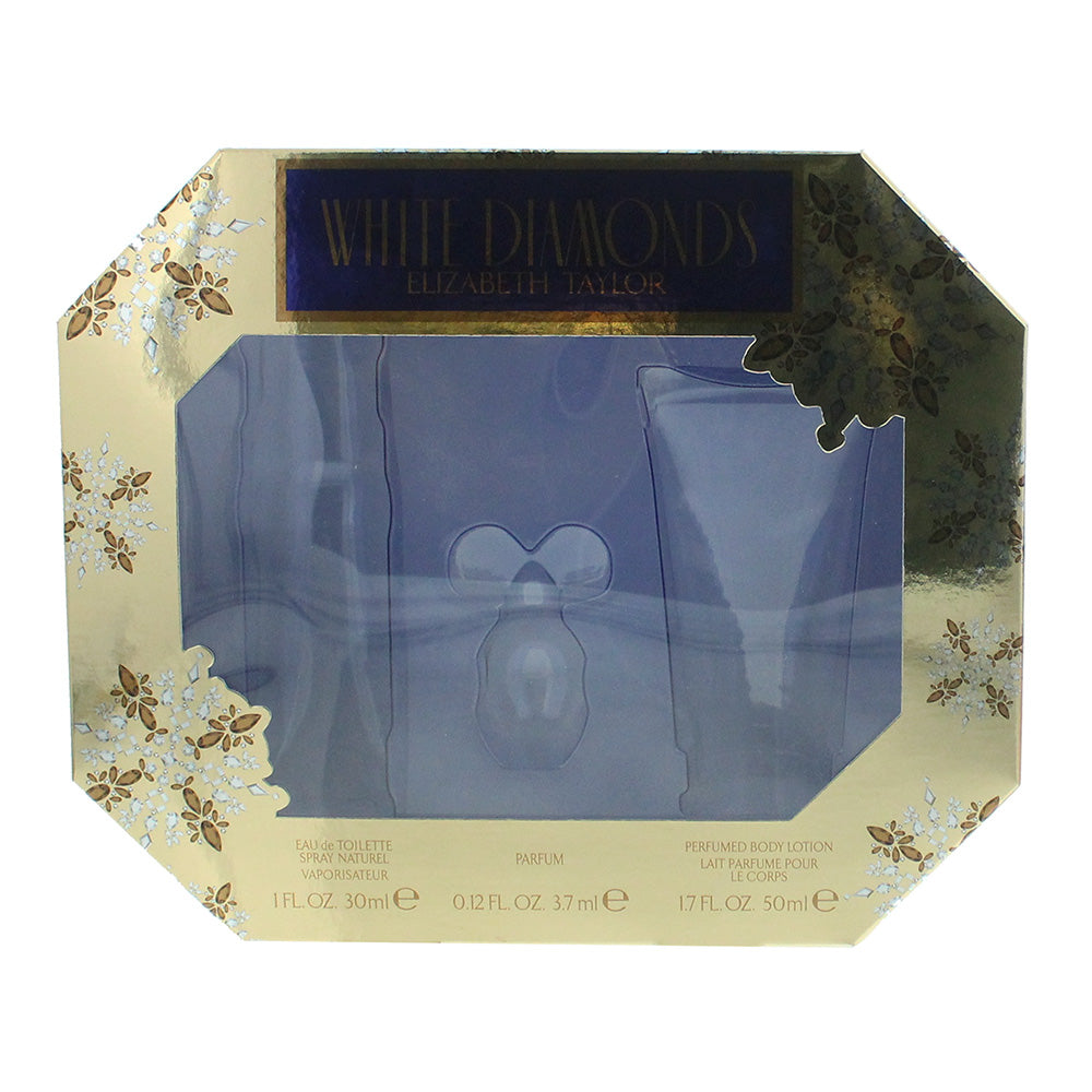 Elizabeth Taylor White Diamonds 3 Piece Gift Set: Eau de Toilette 30ml - Parfum  - Box