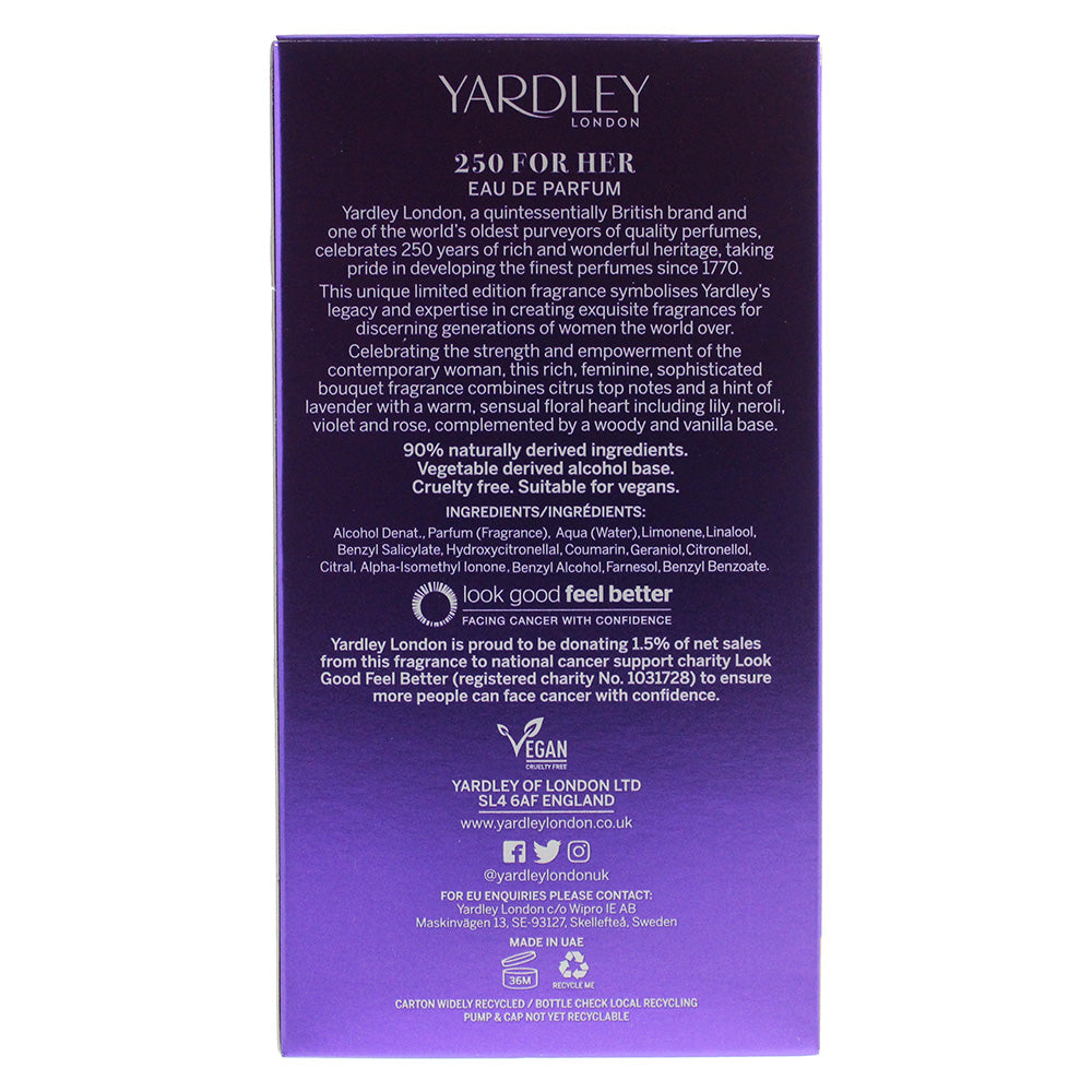 Yardley 250 For Her Limited Edition Eau De Parfum 100ml
