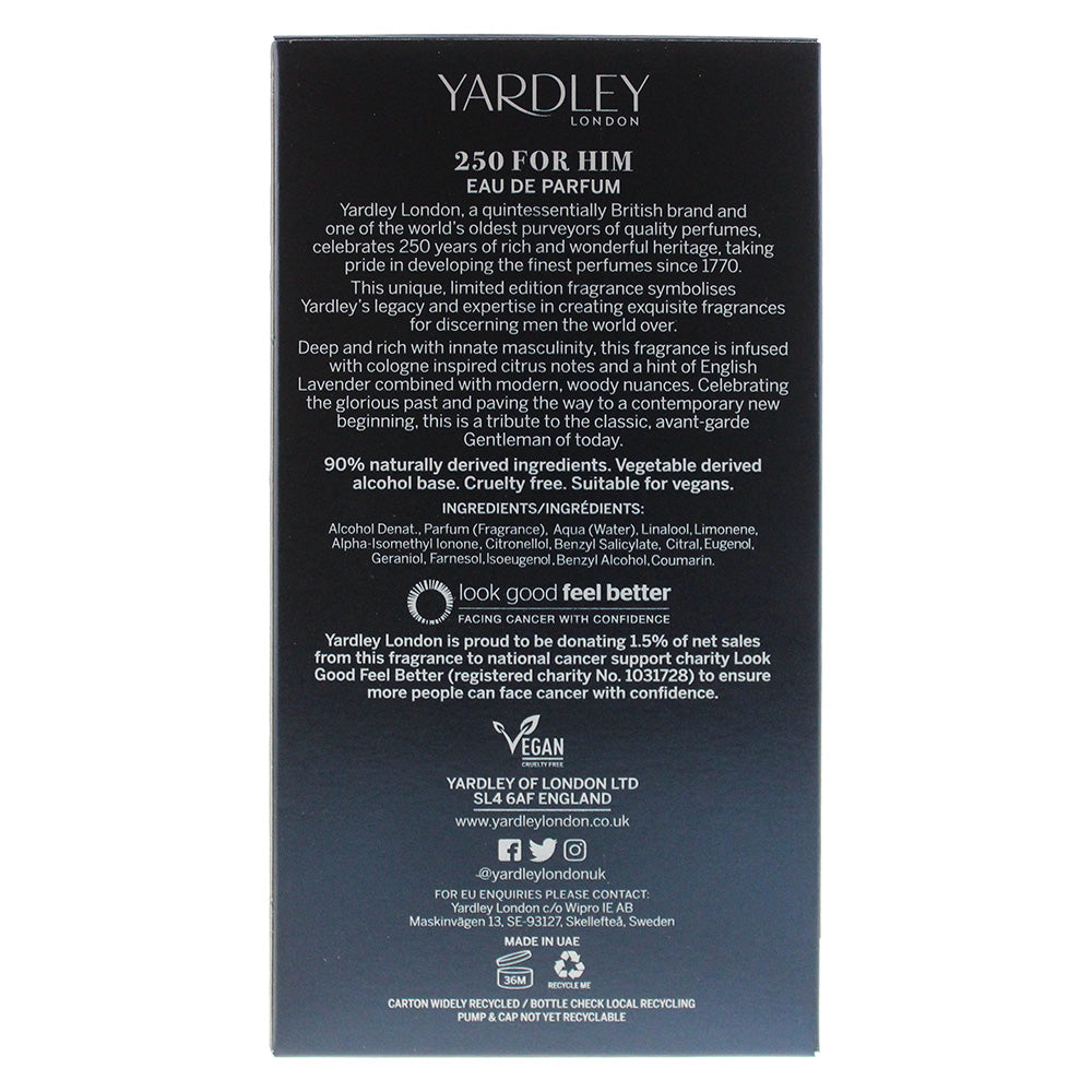 Yardley 250 For Him Limited Edition Eau De Parfum 100ml