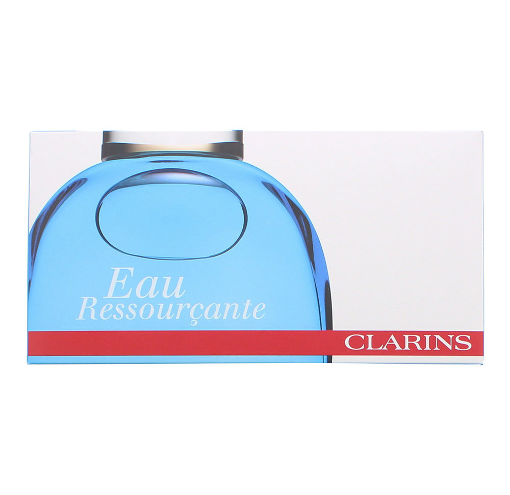 Clarins Eau Ressourçante 3 Piece Eau de Soins 100ml - Refillable Spray 10ml - Pouch - Box
