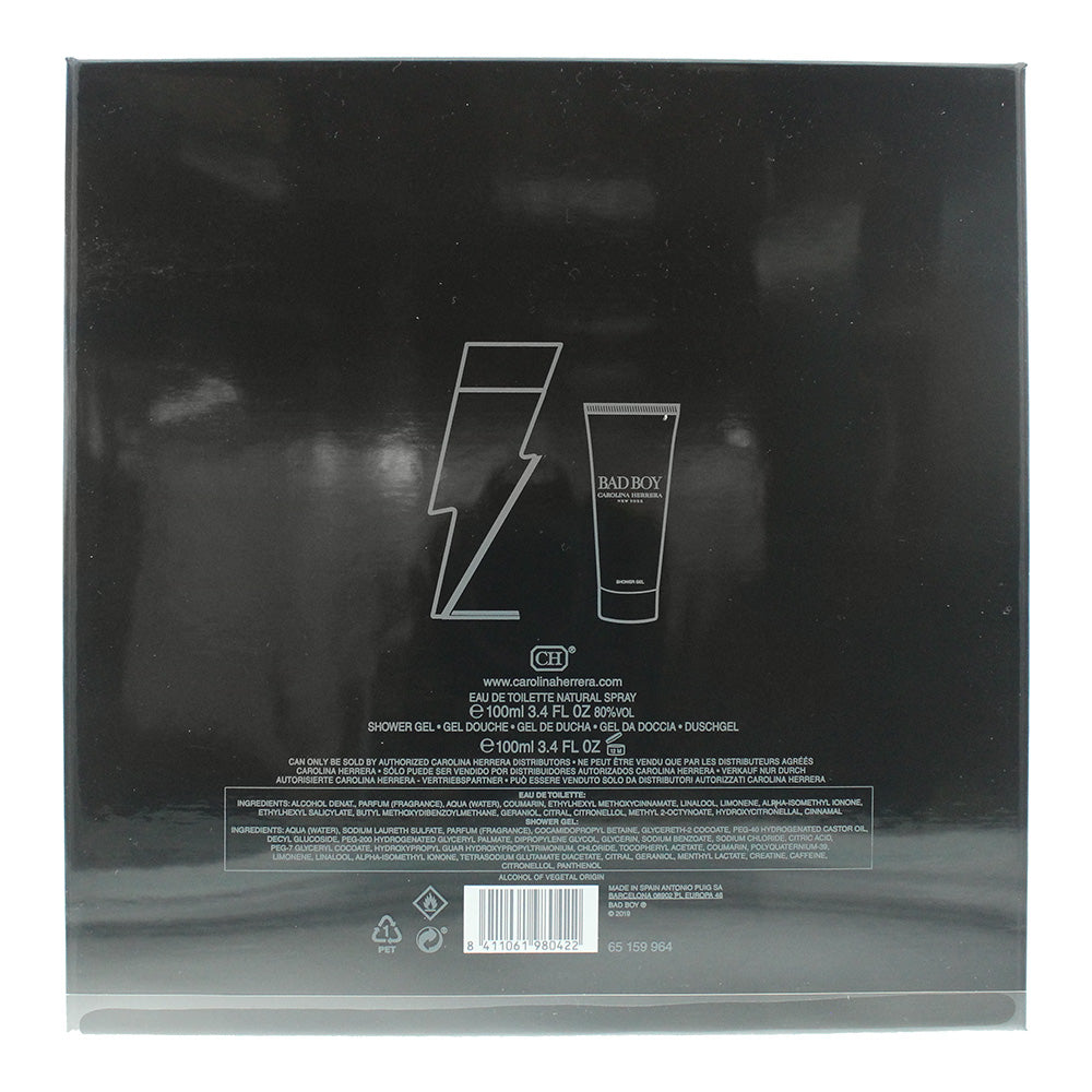Carolina Herrera Bad Boy 2 Piece Gift Set: Eau de Toilette 100ml - Body Wash 100