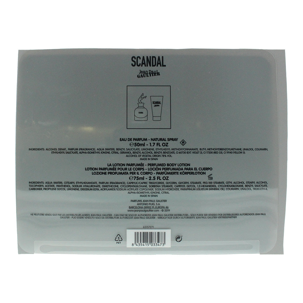 Jean Paul Gaultier Scandal 2 Piece Gift Set: Eau de Parfum 50ml - Body Lotion 75