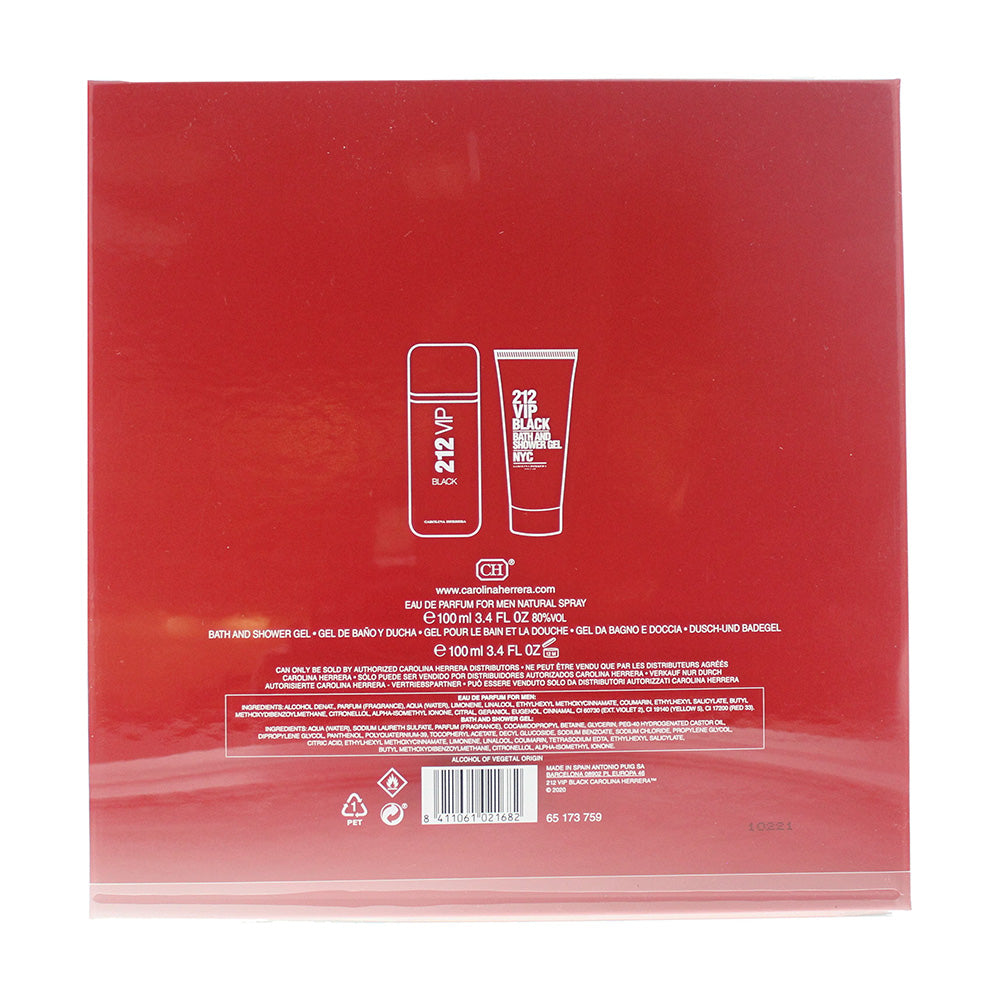 Carolina Herrera 212 Vip Black 2 Piece Gift Set: Eau de Parfum 100ml - Shower Ge