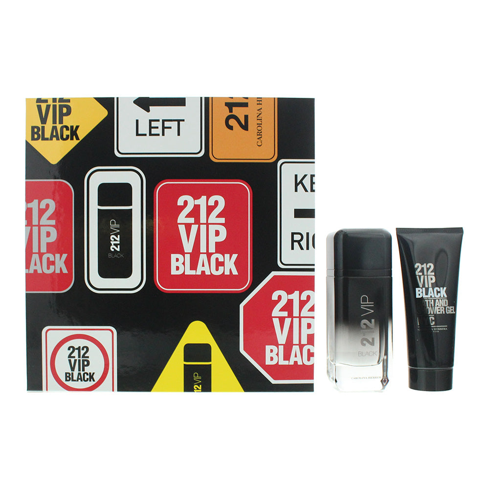 Carolina Herrera 212 Vip Black 2 Piece Gift Set: Eau de Parfum 100ml - Shower Ge