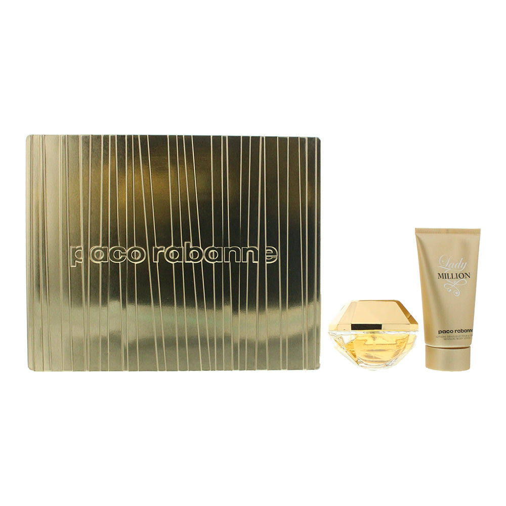 Paco Rabanne Lady Million 2 Piece Gift Set: Eau De Parfum 50ml - Body Lotion 75ml
