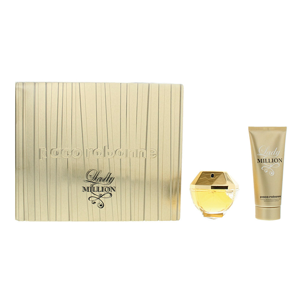Paco Rabanne Lady Million 2 Piece Gift Set: Eau de Parfum 80ml - Body Lotion 100