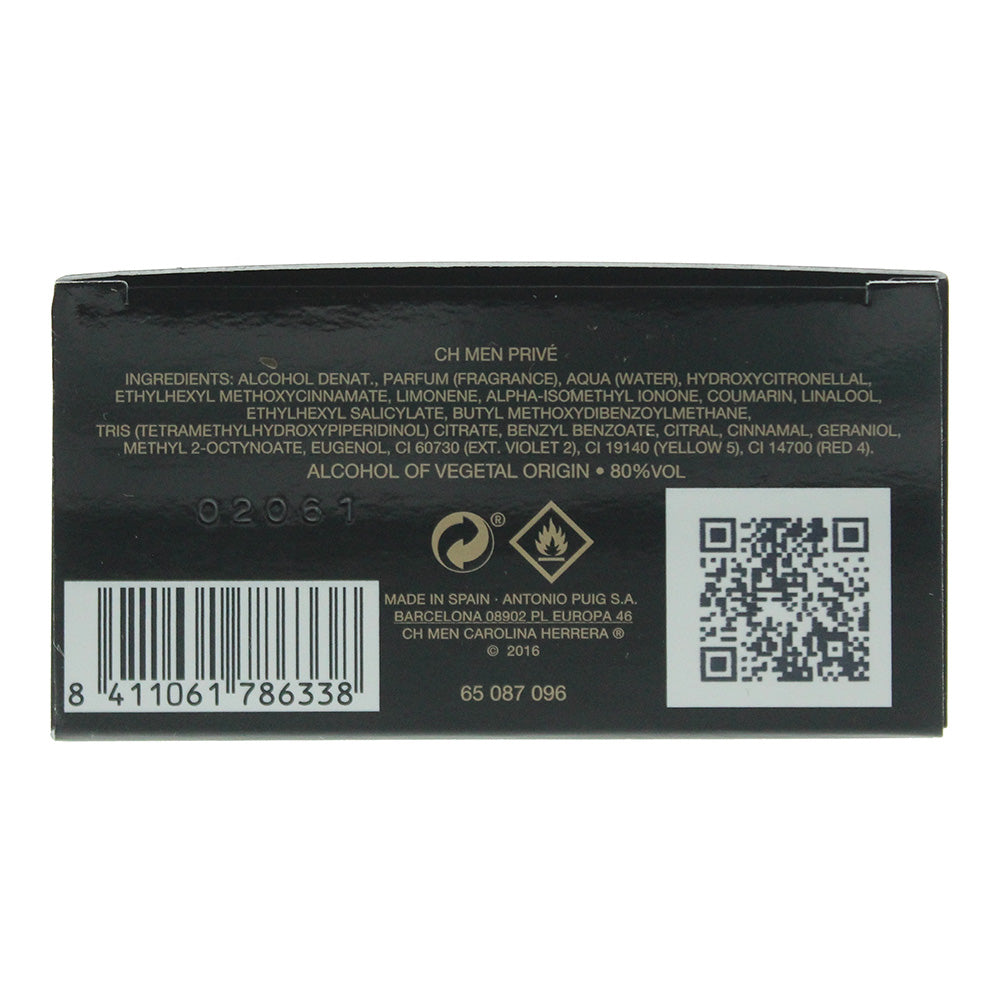 Carolina Herrera CH Men Prive Eau de Toilette 100ml - Ingredients
