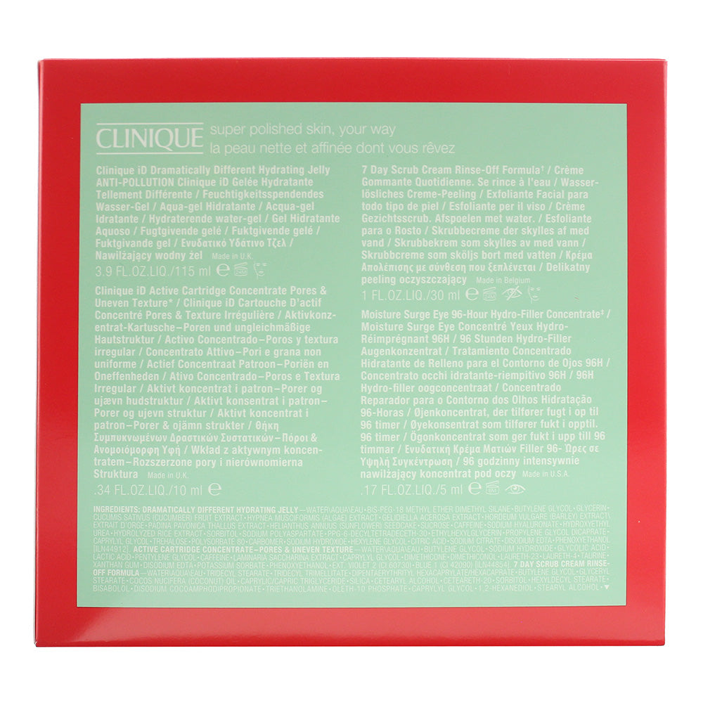 Clinique 4 Piece Gift Set: DD Hydrating Jelly 115ml - Cartridge Active Concentrate 10ml - 7 Day Scrub 30ml - Moisture Surge Eye Concentrate 5ml