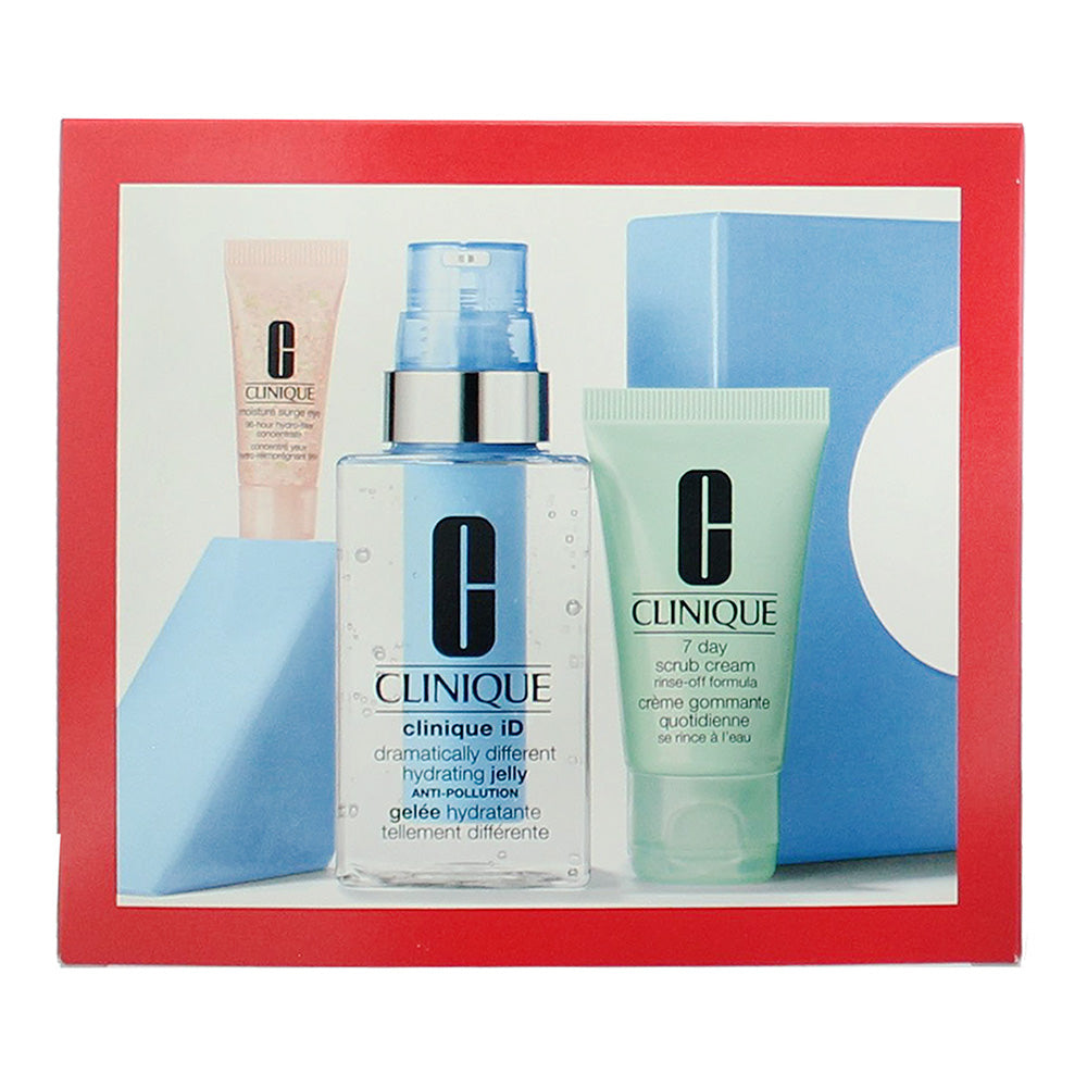 Clinique 4 Piece Gift Set: DD Hydrating Jelly 115ml - Cartridge Active Concentrate 10ml - 7 Day Scrub 30ml - Moisture Surge Eye Concentrate 5ml - Box