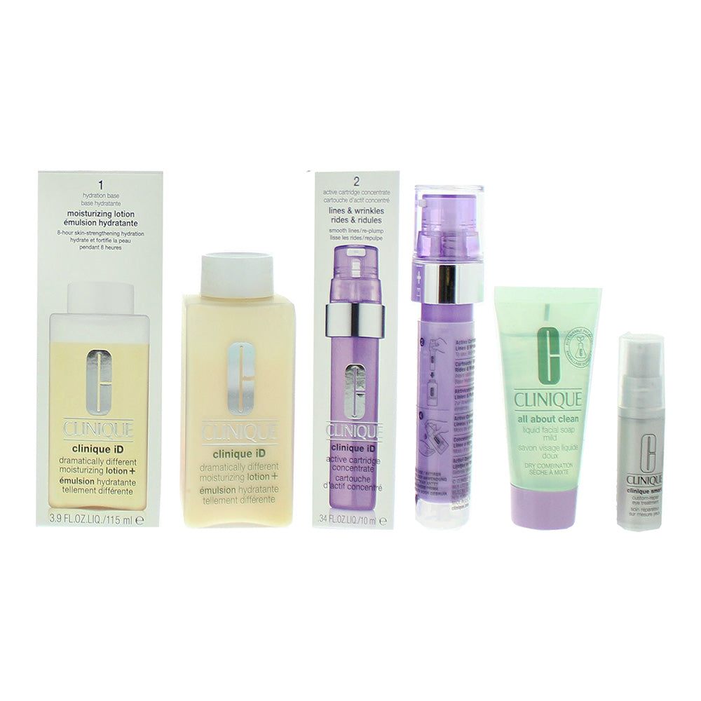 Clinique 4 Piece Gift Set: DDML+ 115ml - Cartridge Fatigue Concentrate 10ml - Liquid Facial Soap Mild 30ml - Smart Custom Repair Eye Treament 5ml - Product