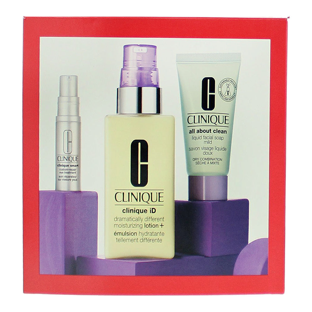 Clinique 4 Piece Gift Set: DDML+ 115ml - Cartridge Fatigue Concentrate 10ml - Liquid Facial Soap Mild 30ml - Smart Custom Repair Eye Treament 5ml - Box
