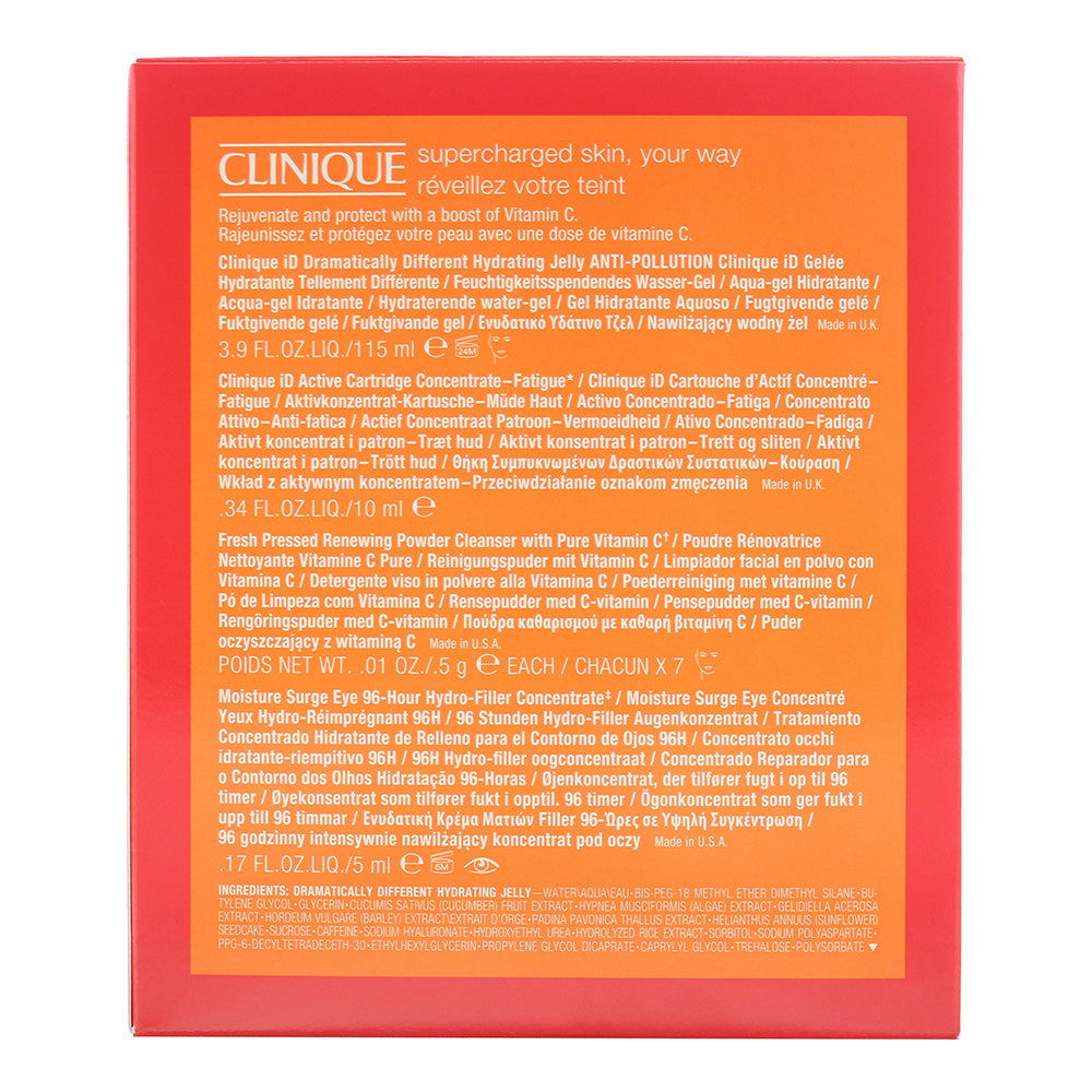 Clinique 4 Piece Gift set: DD Hydrating Jelly 115ml - Cartridge Concentrate Fatigue 10ml - 7 X Packets Powder Cleanser - Hydro-Filler Concentrate 5 ml