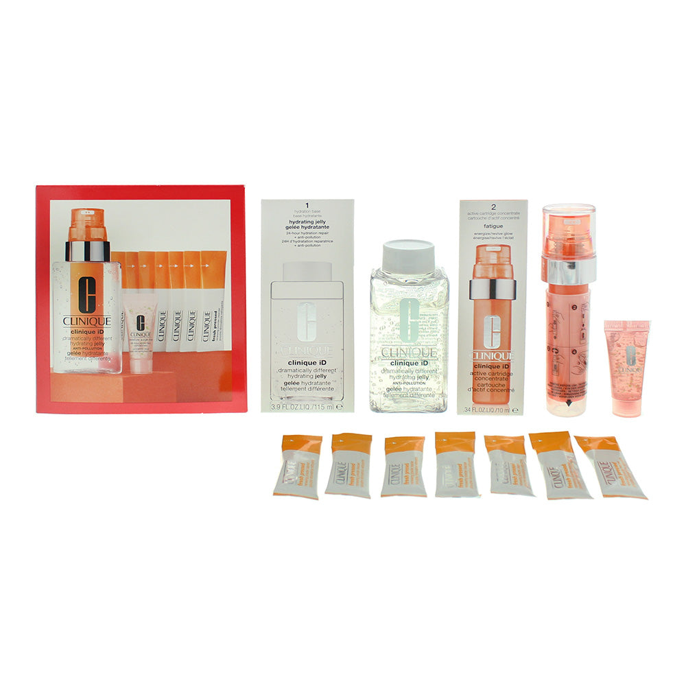 Clinique 4 Piece Gift set: DD Hydrating Jelly 115ml - Cartridge Concentrate Fatigue 10ml - 7 X Packets Powder Cleanser - Hydro-Filler Concentrate 5ml~