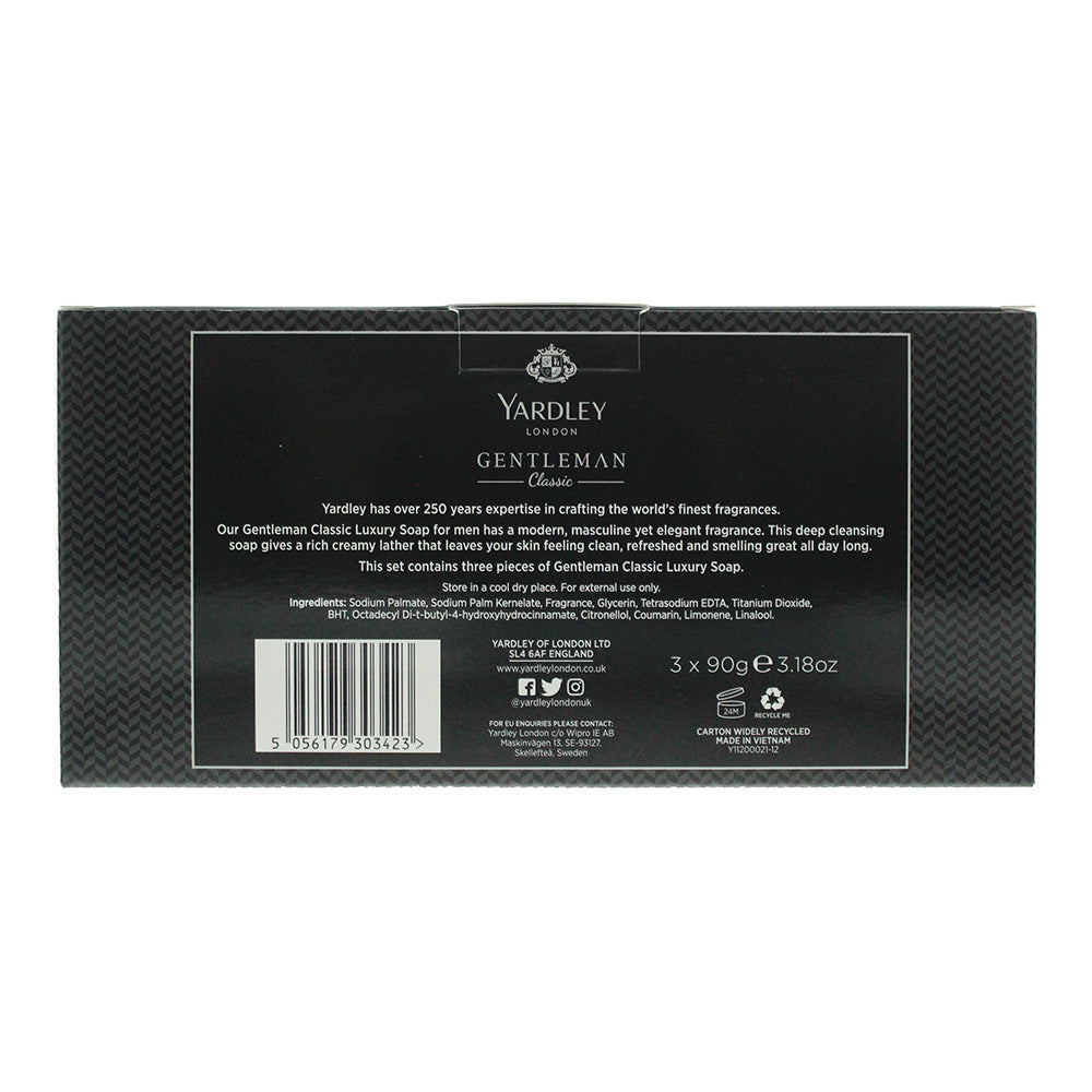Yardley Gentleman Classic 3 Piece Gift Set: 3 x Soap 90g