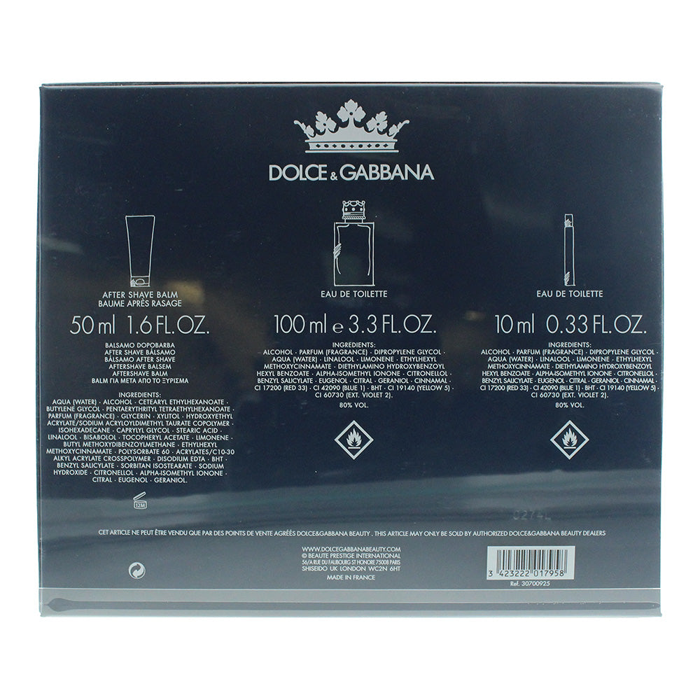 Dolce & Gabbana K 3 Piece Eau de Toilette 100ml + Aftershave Balm 50ml + Eau de 