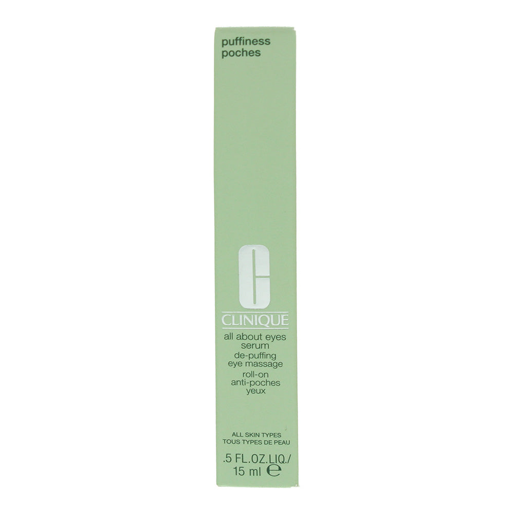 Clinique  All About Eyes De-Puffing Eye Massage Roll On Eye Serum 15ml - Box