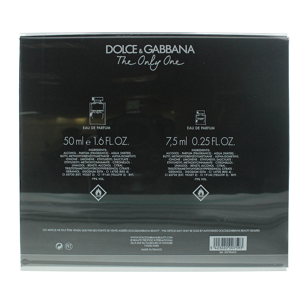 Dolce & Gabbana The Only One Eau de Parfum 2 Piece Gift Set: Eau de Parfum 50ml - Eau de Parfum 7.5ml