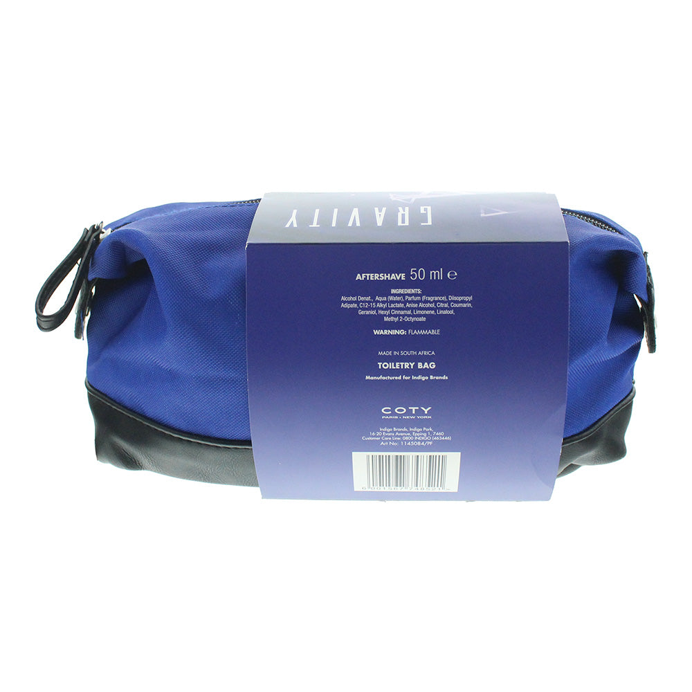 Coty Gravity 2 Piece Gift Set: Aftershave 50ml - Toiletry Bag