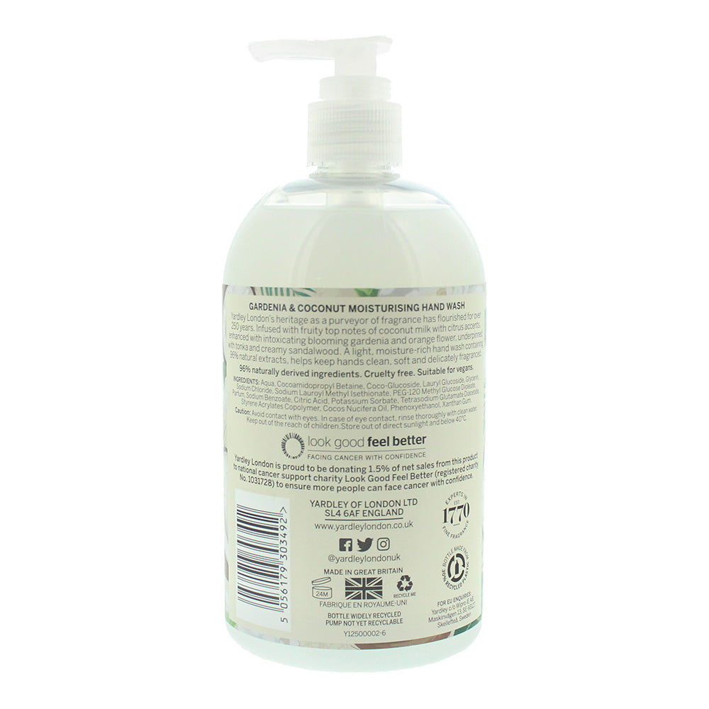 Yardley Gardenia & Coconut Milk Botanical Hand Wash 500ml