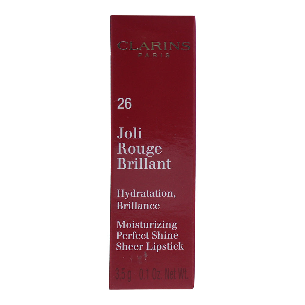 Clarins Joli Rouge Brilliant Lipstick 26 Hibiscus 3.5g - Box