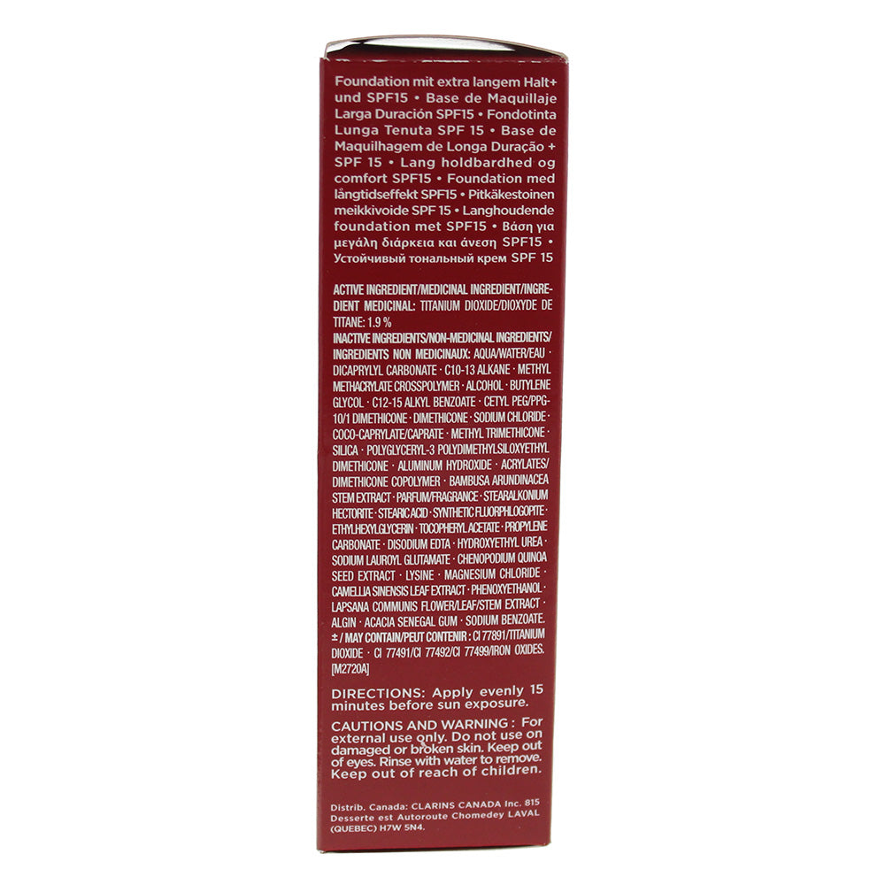 Clarins Everlasting Spf 15 102.5 Porcelain Foundation 30ml - Ingredients