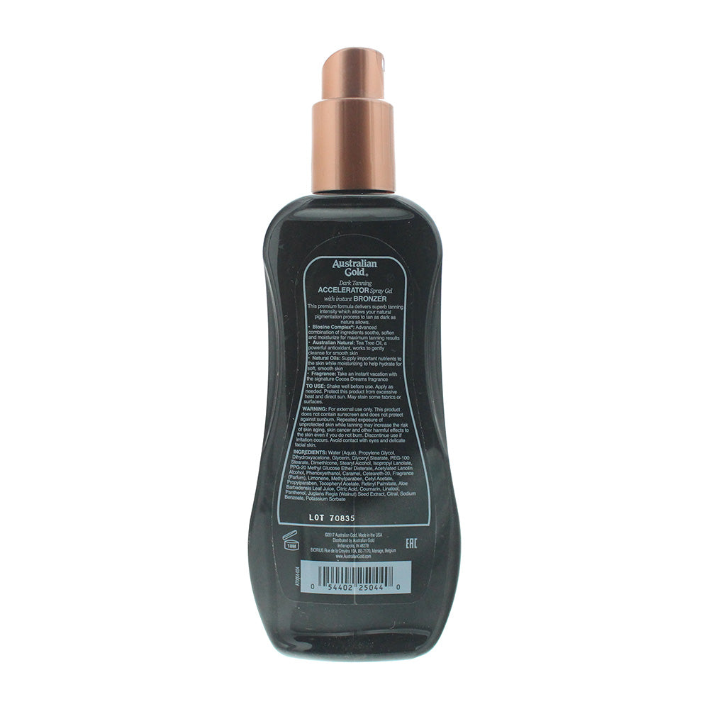 Australian Gold With Instant Bronzer Dark Tanning Accelerator Spray Gel 237ml