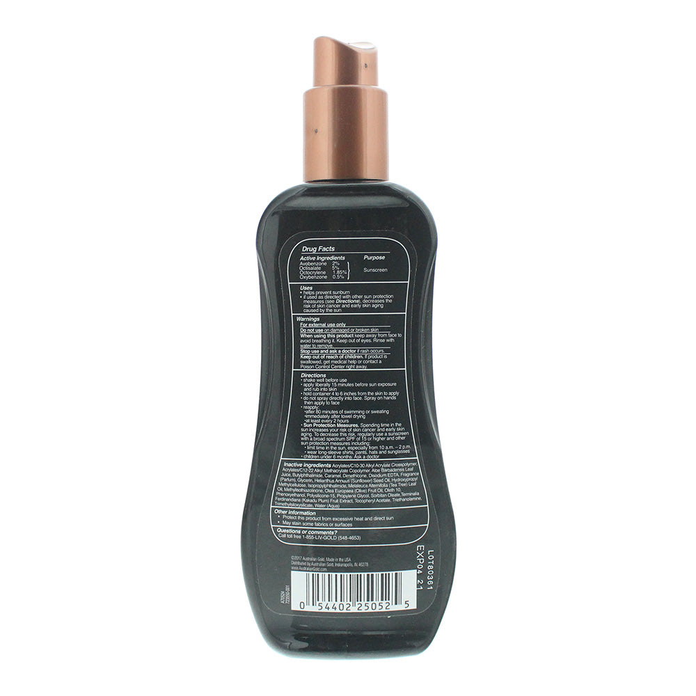 Australian Gold Water Resisitant With Instant Bronzer SPF15 Spray Gel Sunscreen 237ml