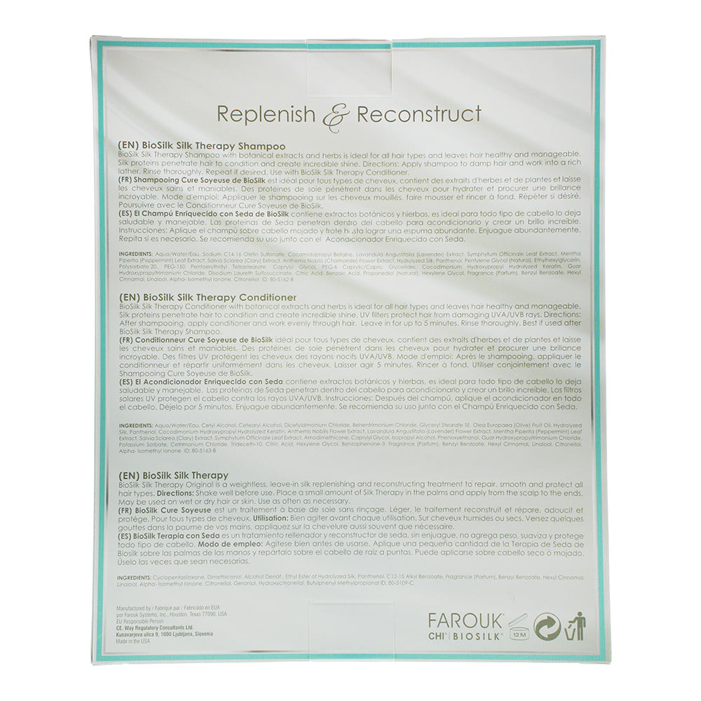 Biosilk Silk Therapy 3 Piece Set: Shampoo 207ml -  Conditioner 207ml - Original Treatment 207ml