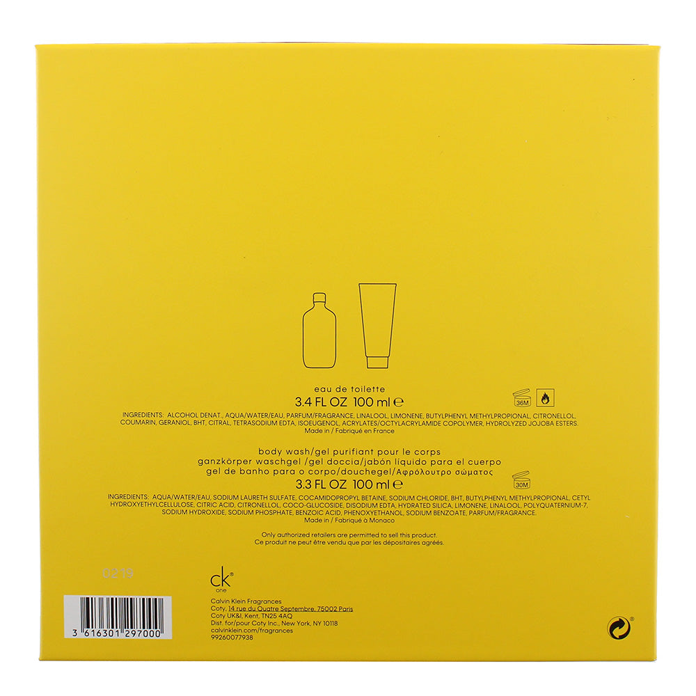 Calvin Klein Ck1 2 Piece Gift Set: Eau de Toilette 100ml - Body Wash 100ml