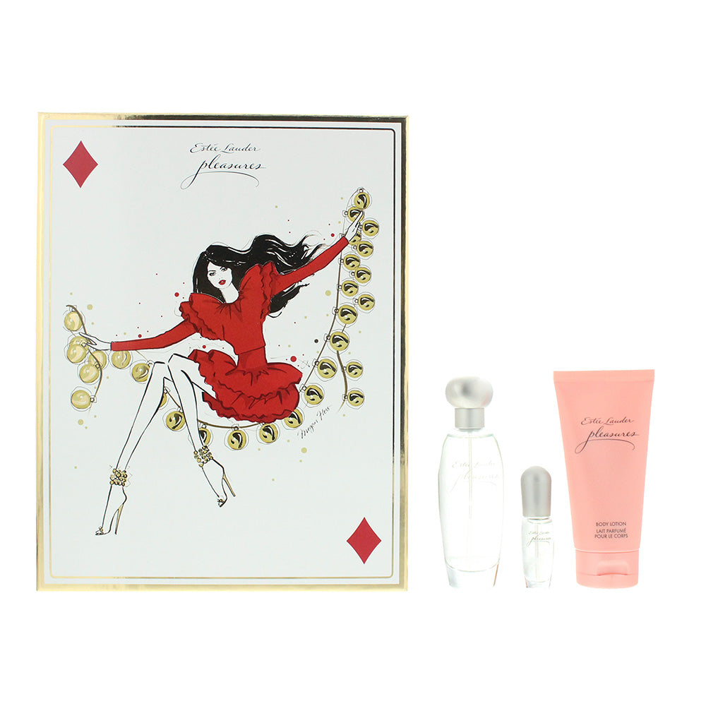 Estee Lauder Pleasures 3 Piece Gift Set: Eau De Parfum 50ml - Eau De Parfum 4ml - Body Lotion 75ml