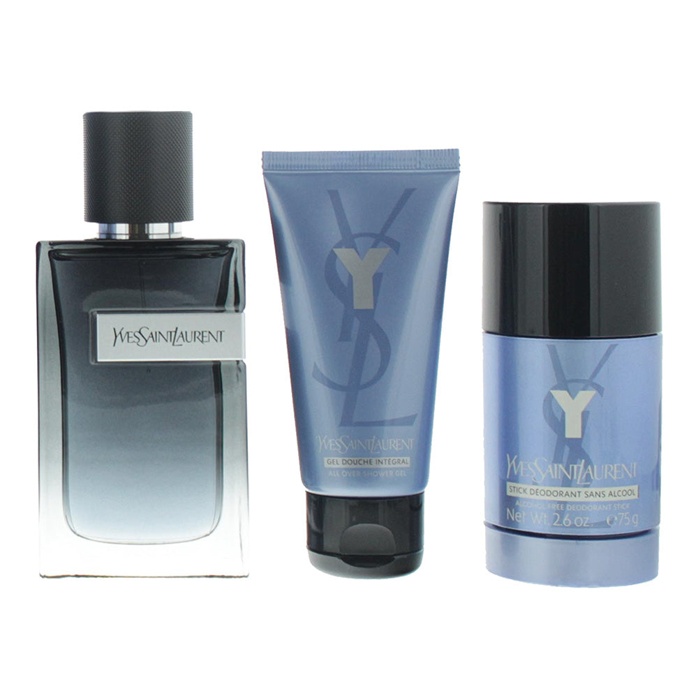 Yves Saint Laurent Y Eau de Parfum 3 Piece Gift Set: Eau de Parfum 100ml - Deodo - Product