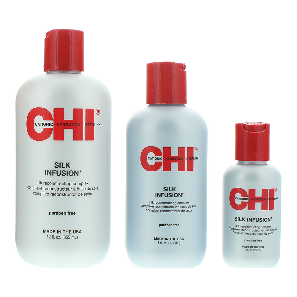 CHI Silk Infusion 3 Piece Gift Set: Leave-In Treatment 355ml - Leave-In Treatment 177ml - Leave-In Treatment 59ml - Product