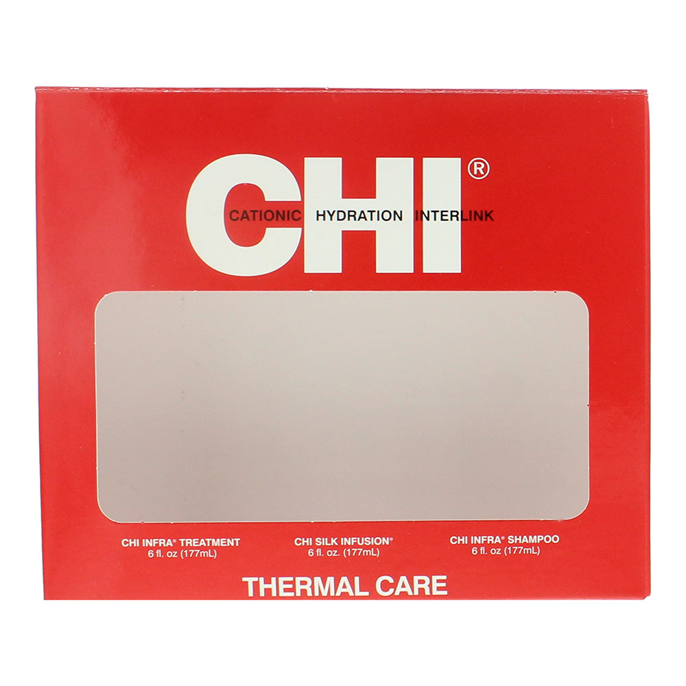CHI Trio Kit 3 Piece Gift Set: Infra Shampoo 177ml - Infra Treatment 177ml - Silk Infusion 177ml - Box