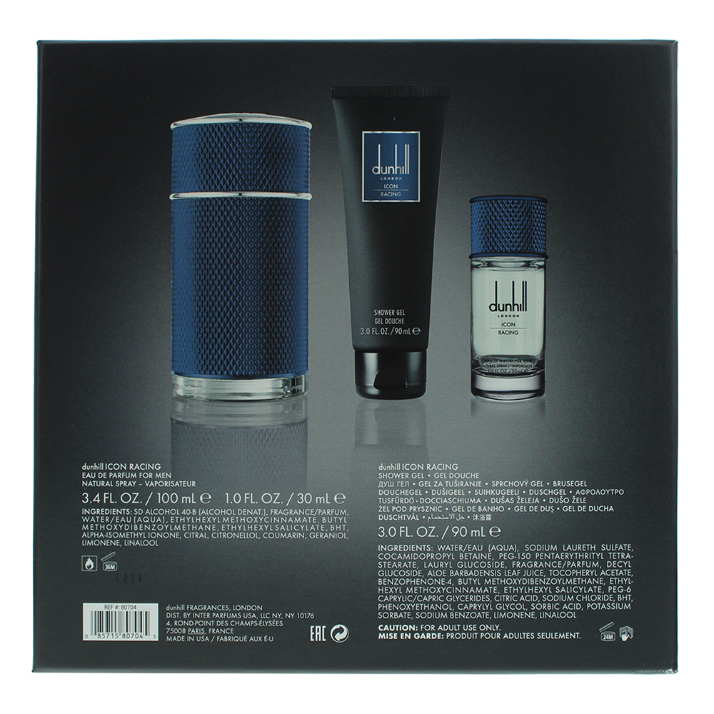Dunhill Icon Racing Blue 3 Piece Gift Set: EDP 100ml - SG 90ml - EDP 30ml