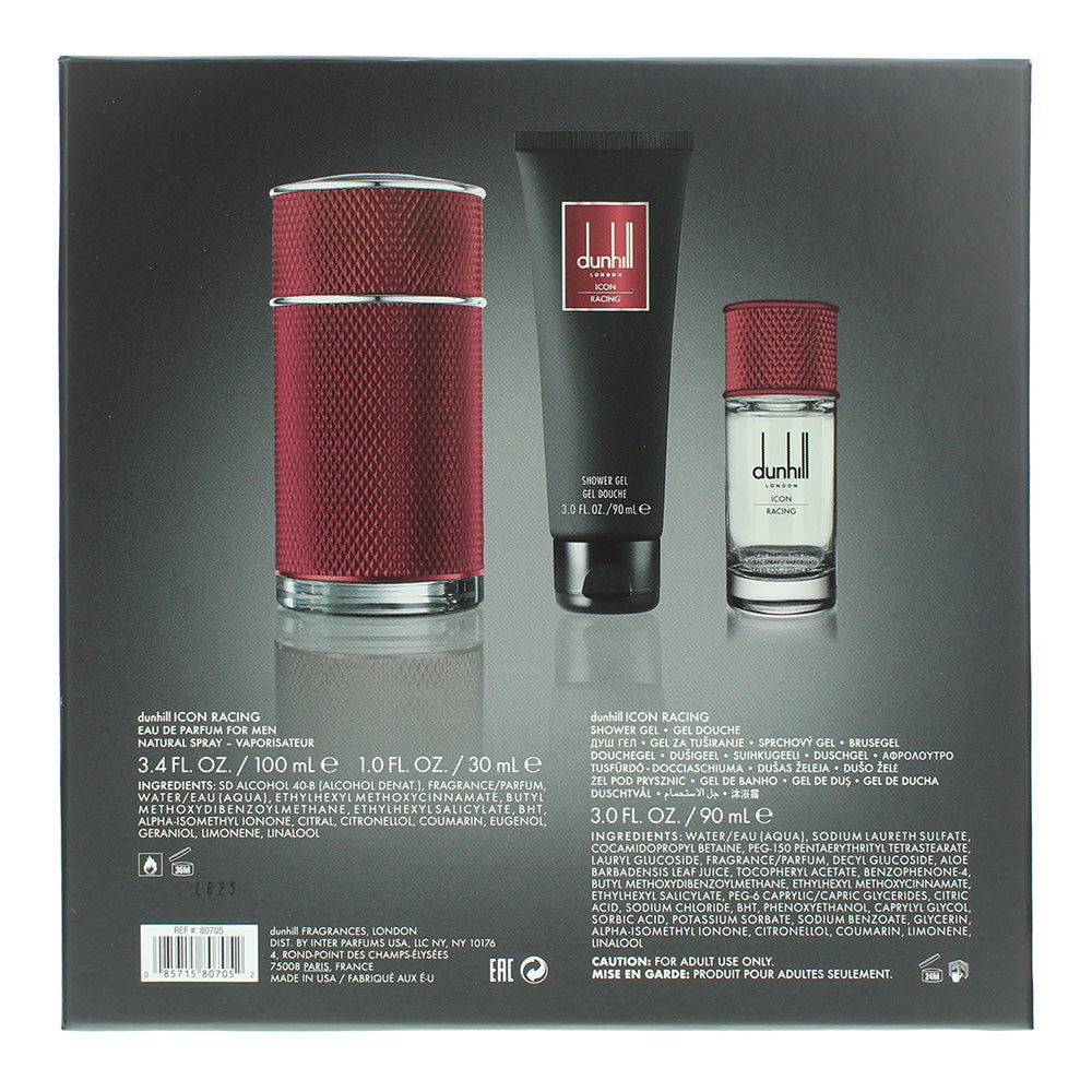 Dunhill Icon Racing Red 3 Piece Gift Set: EDP 100ml - Shower Gel 90ml - EDP 30ml