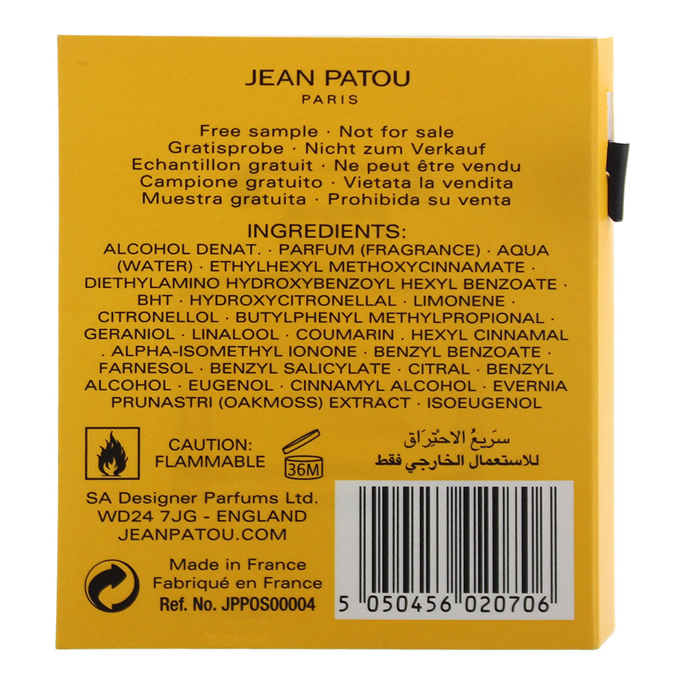 Jean Patou Sublime Eau de Parfum 1.5ml Vial - Ingredients