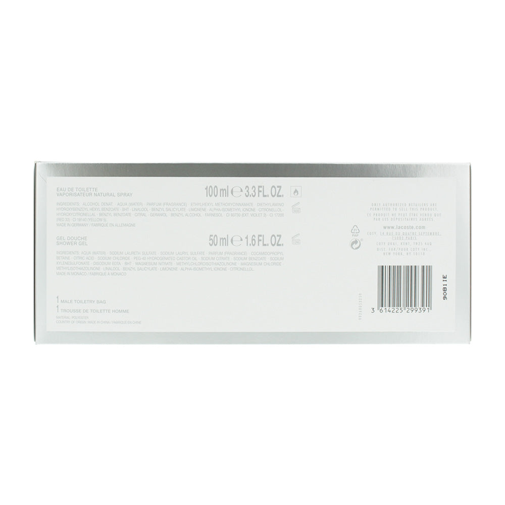 Lacoste Eau De Lacoste L.12.12 Pour Lui White 3 Pcs:  Eau De Toilette 100ML +Shower Gel 50ML+ Bag