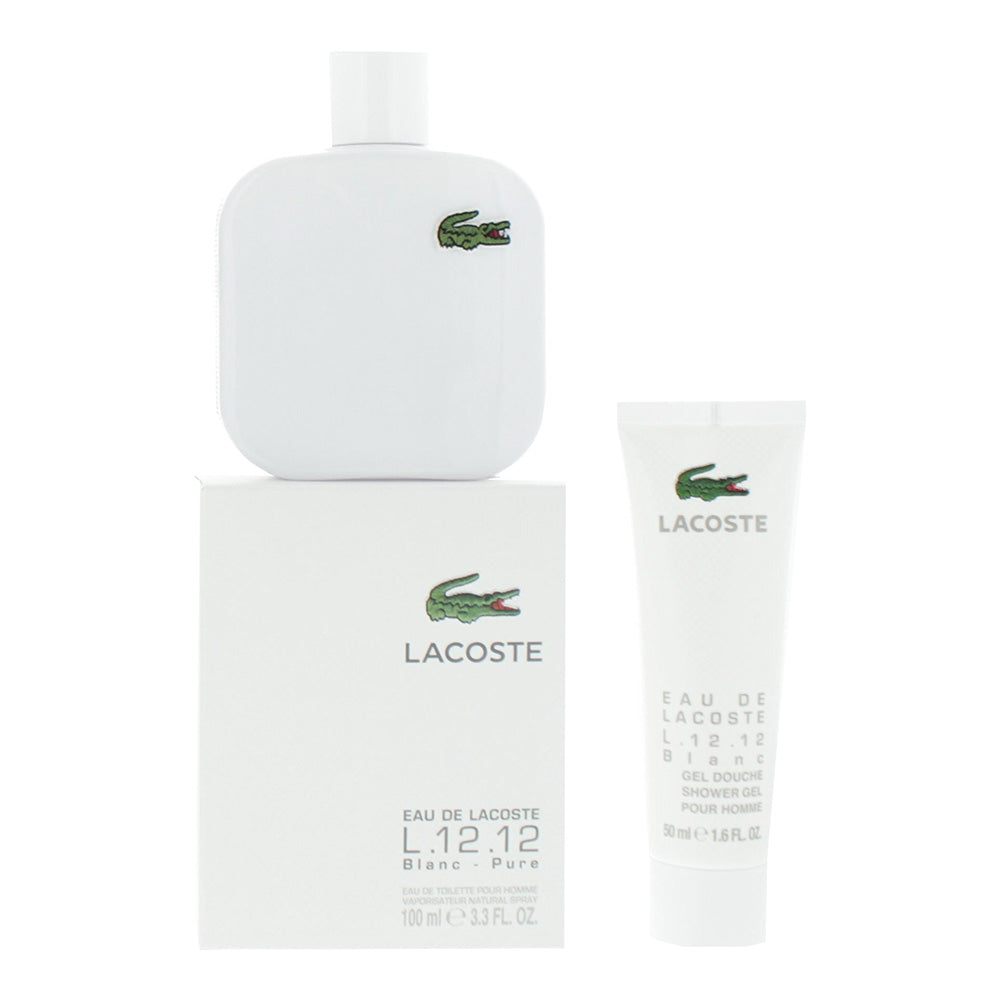 Lacoste Eau de Lacoste L.12.12 Pour Lui White 3 Pcs:  Eau de Toilette 100ML +Shower Gel 50ML+ Bag - Box