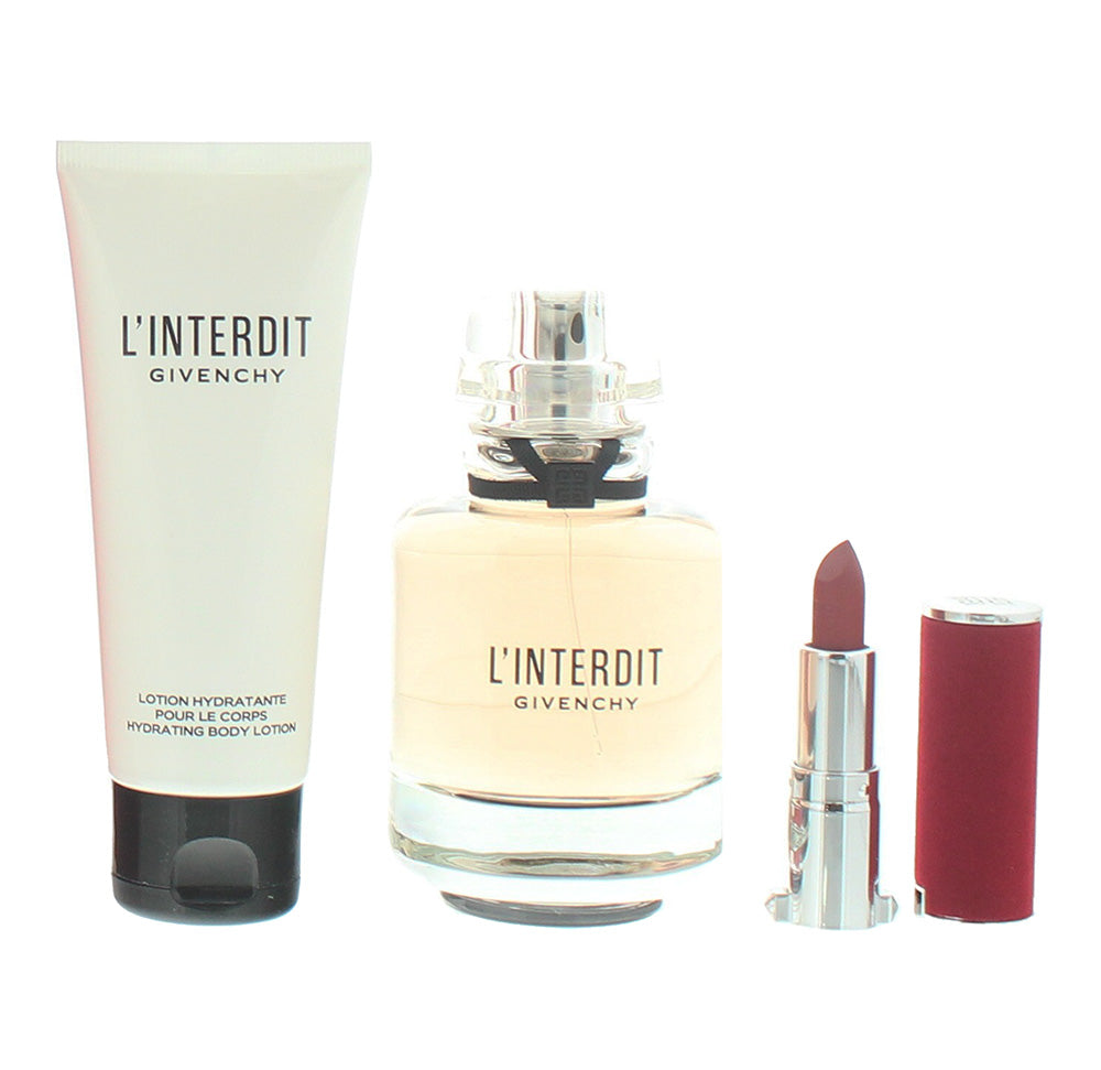 Givenchy L'interdit 3 Pcs:  Eau de Parfum 80ml - Body Lotion 75ml - Le Rouge Dee - Product