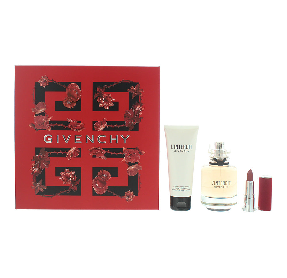 Givenchy L'interdit 3 Pcs:  Eau de Parfum 80ml - Body Lotion 75ml - Le Rouge Dee