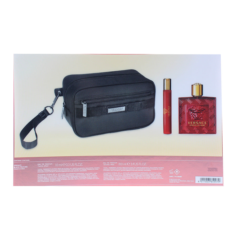 Versace Eros 3 Pcs: Eau De Parfum 100ml + Eau De Parfum 10ml + Black Trousse Bag