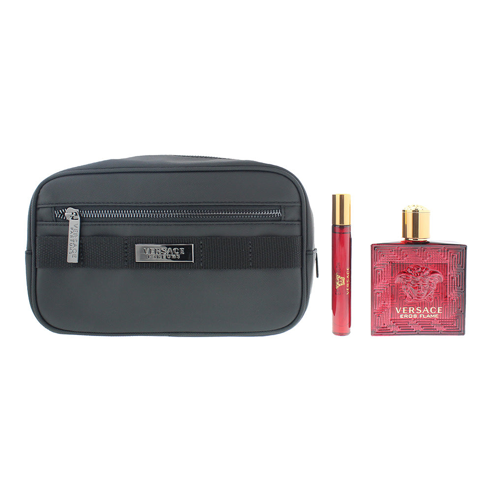 Versace Eros Flame 3 Pcs: Eau de Parfum 100ml + Eau de Parfum 10ml + Black Trous - Product