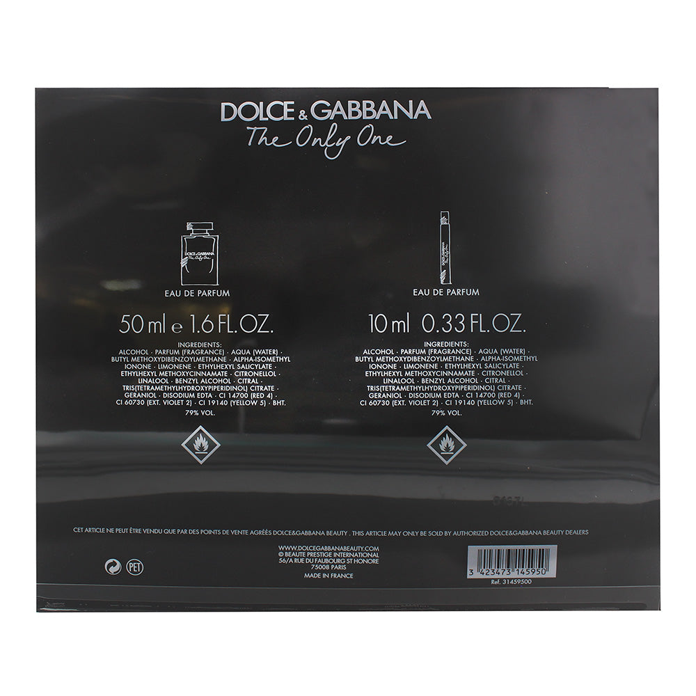 Dolce & Gabbana The Only One Eau de Parfum 2 Piece Gift Set: Eau de Parfum 50ml - Eau de Parfum 10ml - Ingredients