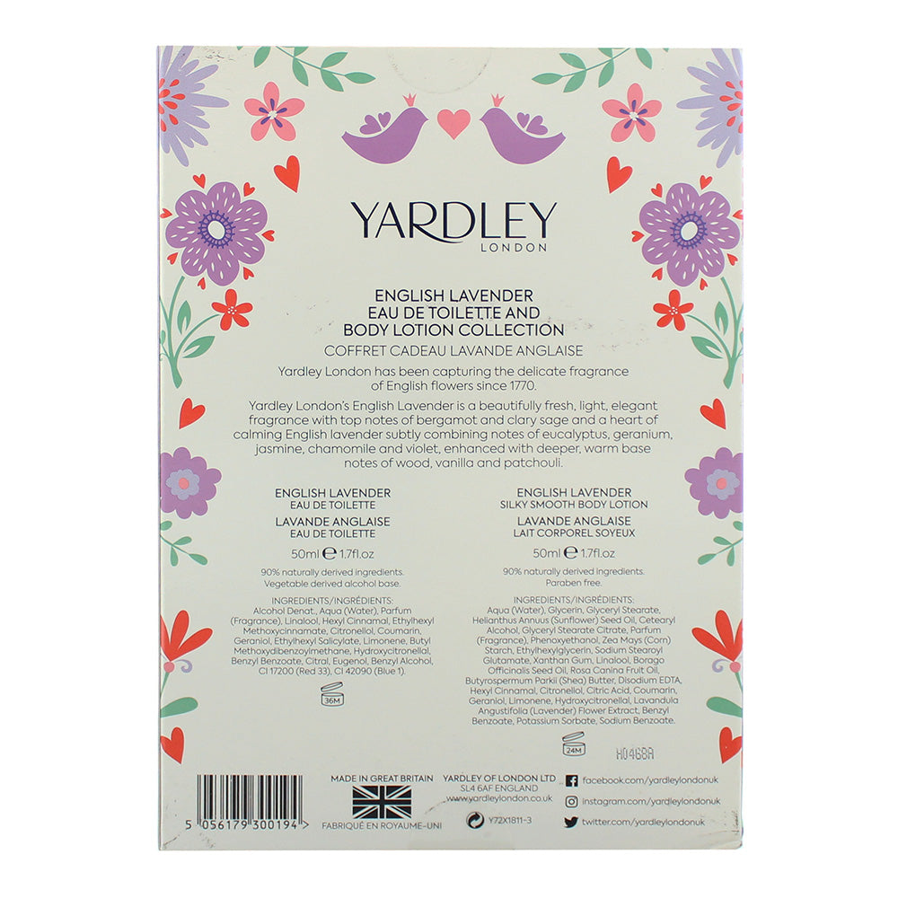 Yardley English Lavender Eau De Toilette 2 Piece Gift Set: Eau De Toilette 50ml - Body Lotion 50ml